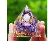Orgonite em Pirâmide, Cristal de Ametista, Cristal  Branco