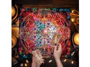 Toalha de Mesa para Tarô, Madala Vermelha, Flor da Vida